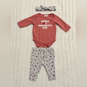 Rabbit + Bear Apple of Mommy's Eye Baby Outfit